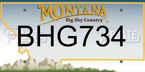 BHG734 Montana License Plate
