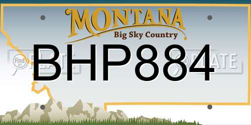 BHP884 Montana License Plate