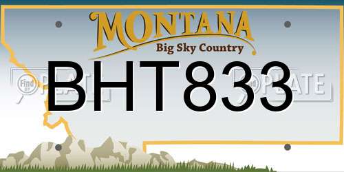 BHT833 Montana License Plate