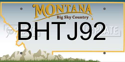 BHTJ92 Montana License Plate