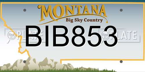 BIB853 Montana License Plate