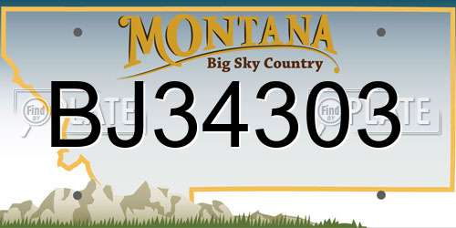 BJ34303 Montana License Plate