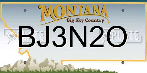 BJ3N2O Montana License Plate