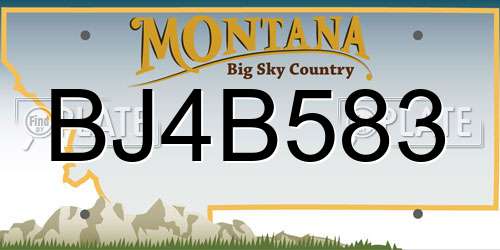 BJ4B583 Montana License Plate