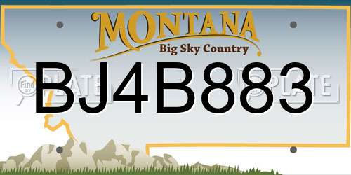 BJ4B883 Montana License Plate