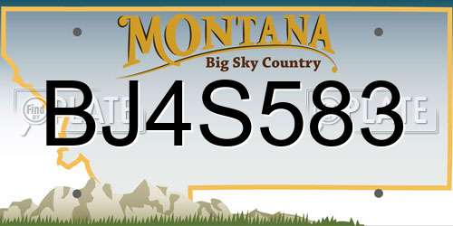 BJ4S583 Montana License Plate