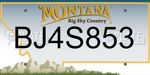 BJ4S853 Montana License Plate