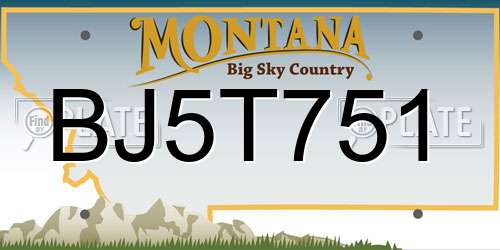 BJ5T751 Montana License Plate