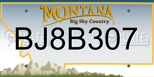 BJ8B307 Montana License Plate