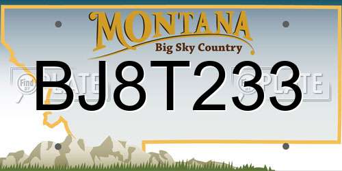 BJ8T233 Montana License Plate
