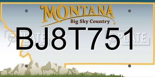 BJ8T751 Montana License Plate