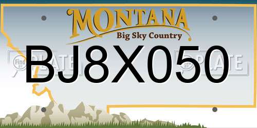 BJ8X050 Montana License Plate