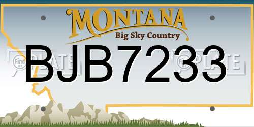 BJB7233 Montana License Plate