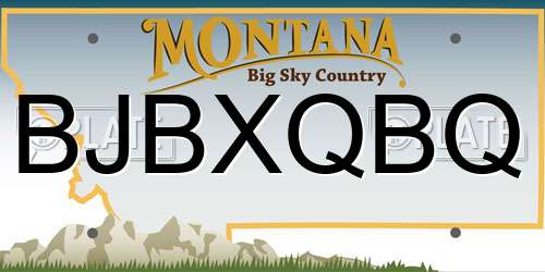 BJBXQBQ Montana License Plate
