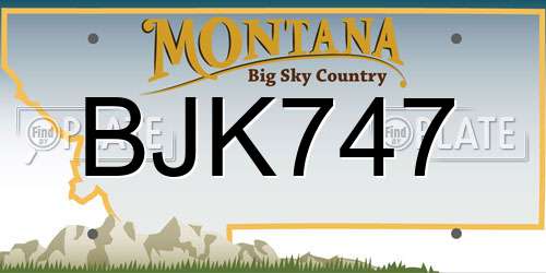 BJK747 Montana License Plate
