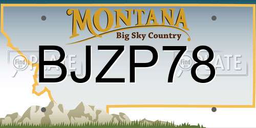 BJZP78 Montana License Plate