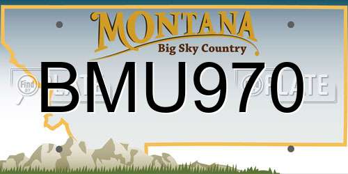 BMU970 Montana License Plate
