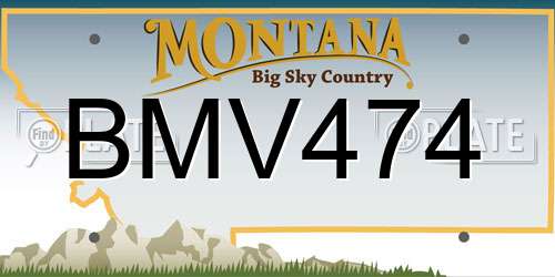 BMV474 Montana License Plate