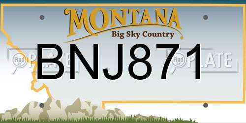 BNJ871 Montana License Plate