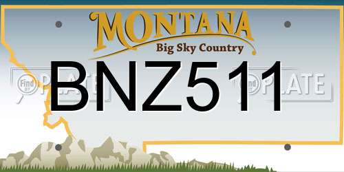 BNZ511 Montana License Plate