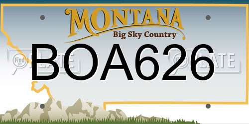 BOA626 Montana License Plate
