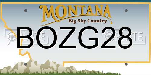 BOZG28 Montana License Plate