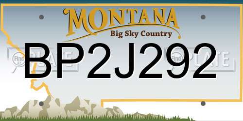 BP2J292 Montana License Plate