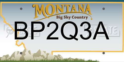 BP2Q3A Montana License Plate
