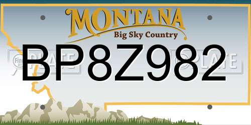 BP8Z982 Montana License Plate
