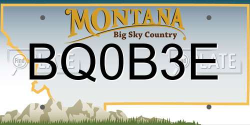 BQ0B3E Montana License Plate