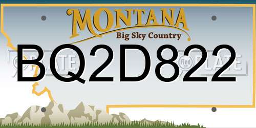 BQ2D822 Montana License Plate