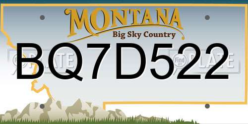 BQ7D522 Montana License Plate