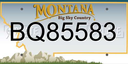 BQ85583 Montana License Plate