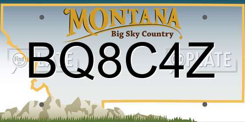 BQ8C4Z Montana License Plate