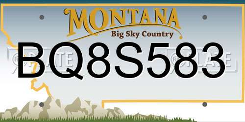 BQ8S583 Montana License Plate