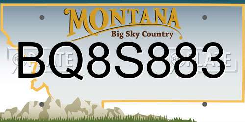 BQ8S883 Montana License Plate