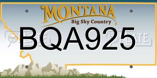 BQA925 Montana License Plate