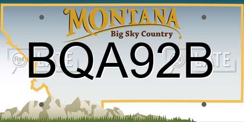 BQA92B Montana License Plate