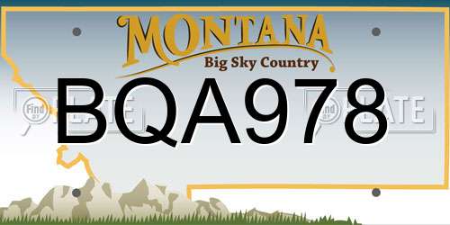 BQA978 Montana License Plate