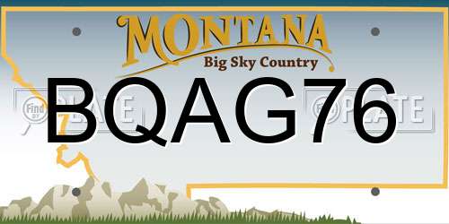 BQAG76 Montana License Plate