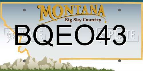 BQEO43 Montana License Plate