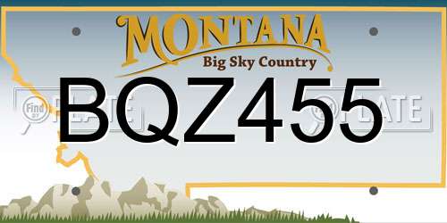 BQZ455 Montana License Plate