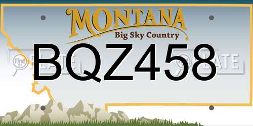 BQZ458 Montana License Plate