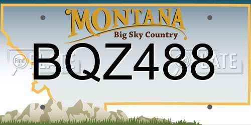 BQZ488 Montana License Plate