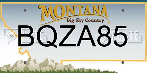 BQZA85 Montana License Plate