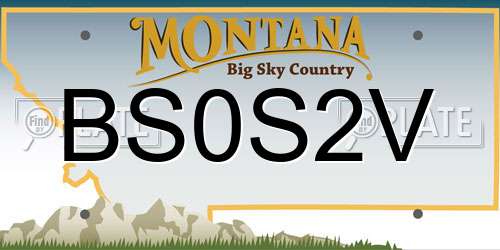 BS0S2V Montana License Plate