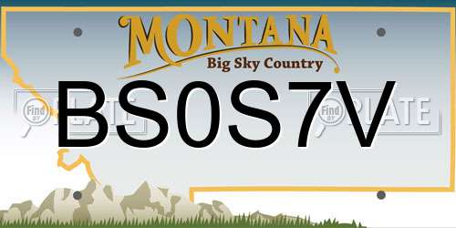 BS0S7V Montana License Plate