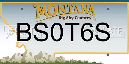 BS0T6S Montana License Plate