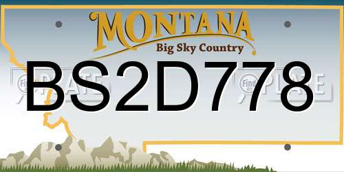 BS2D778 Montana License Plate