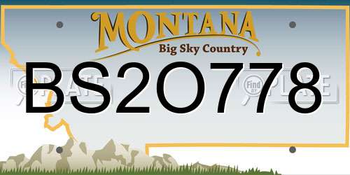 BS2O778 Montana License Plate